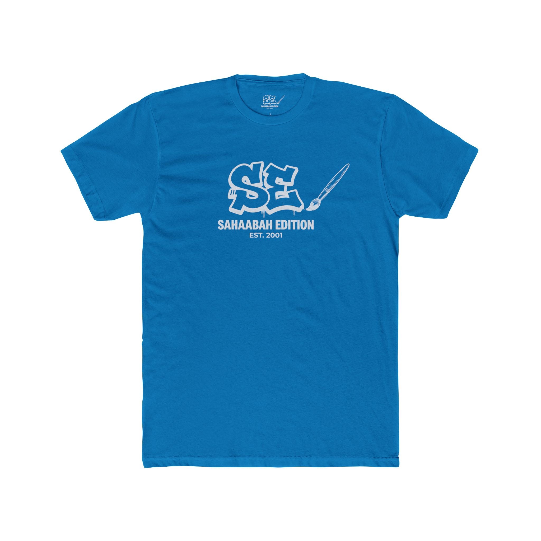 Sahaabah Retro Minimalist White Crew T‑Shirt