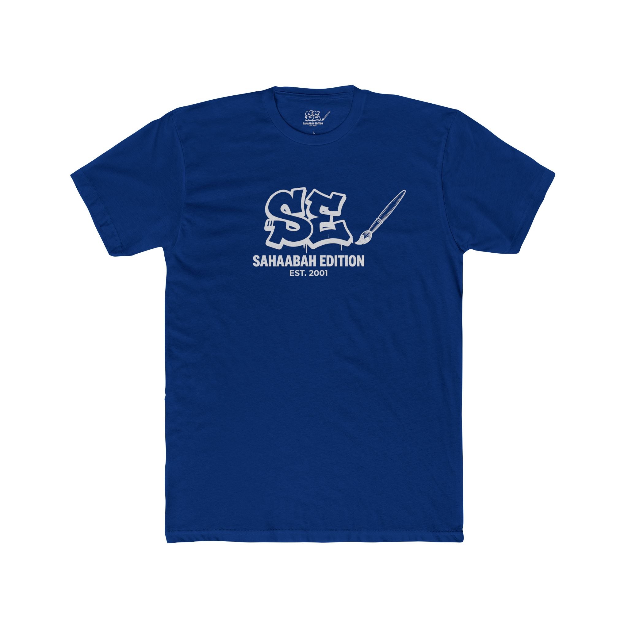 Sahaabah Retro Minimalist White Crew T‑Shirt