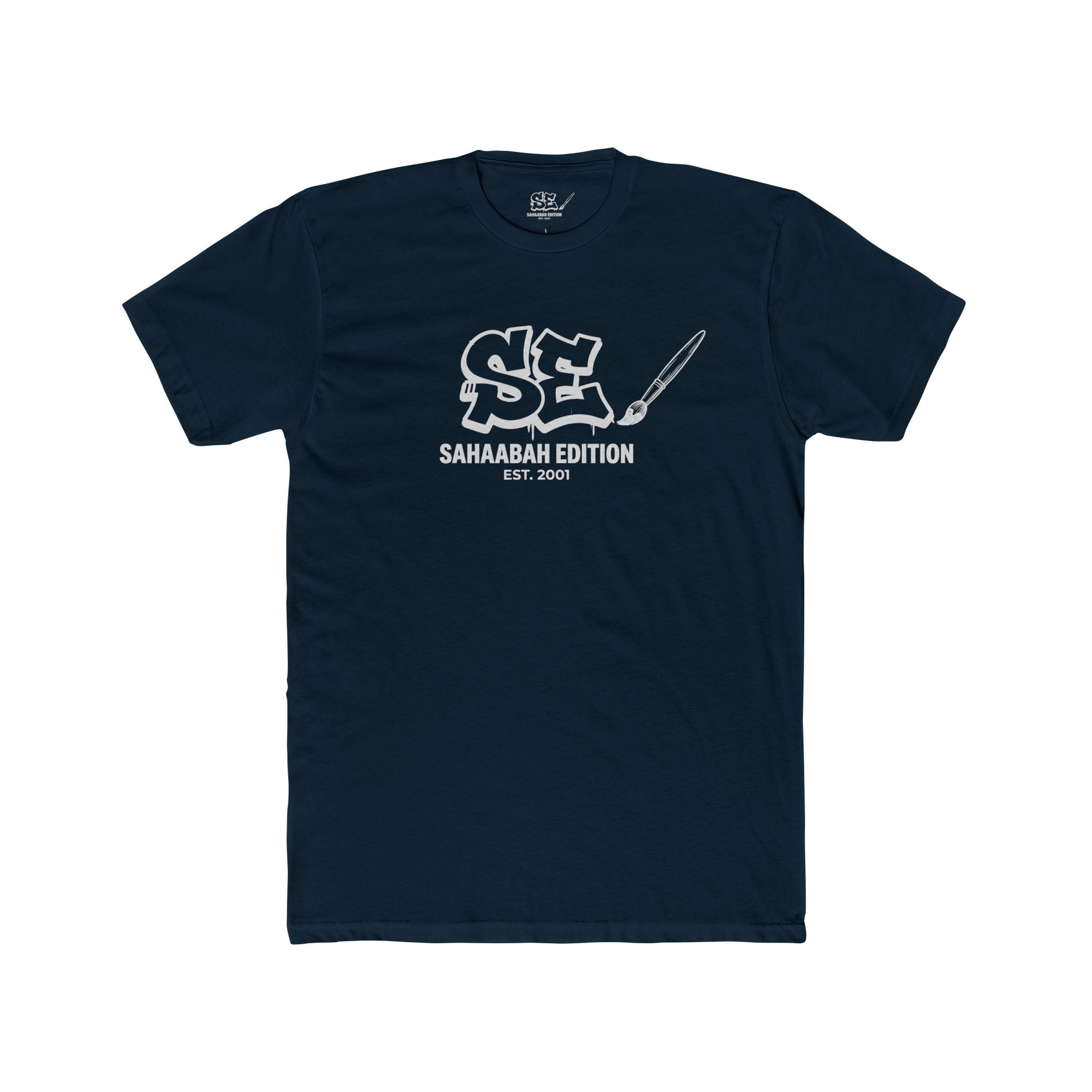 Sahaabah Retro Minimalist White Crew T‑Shirt