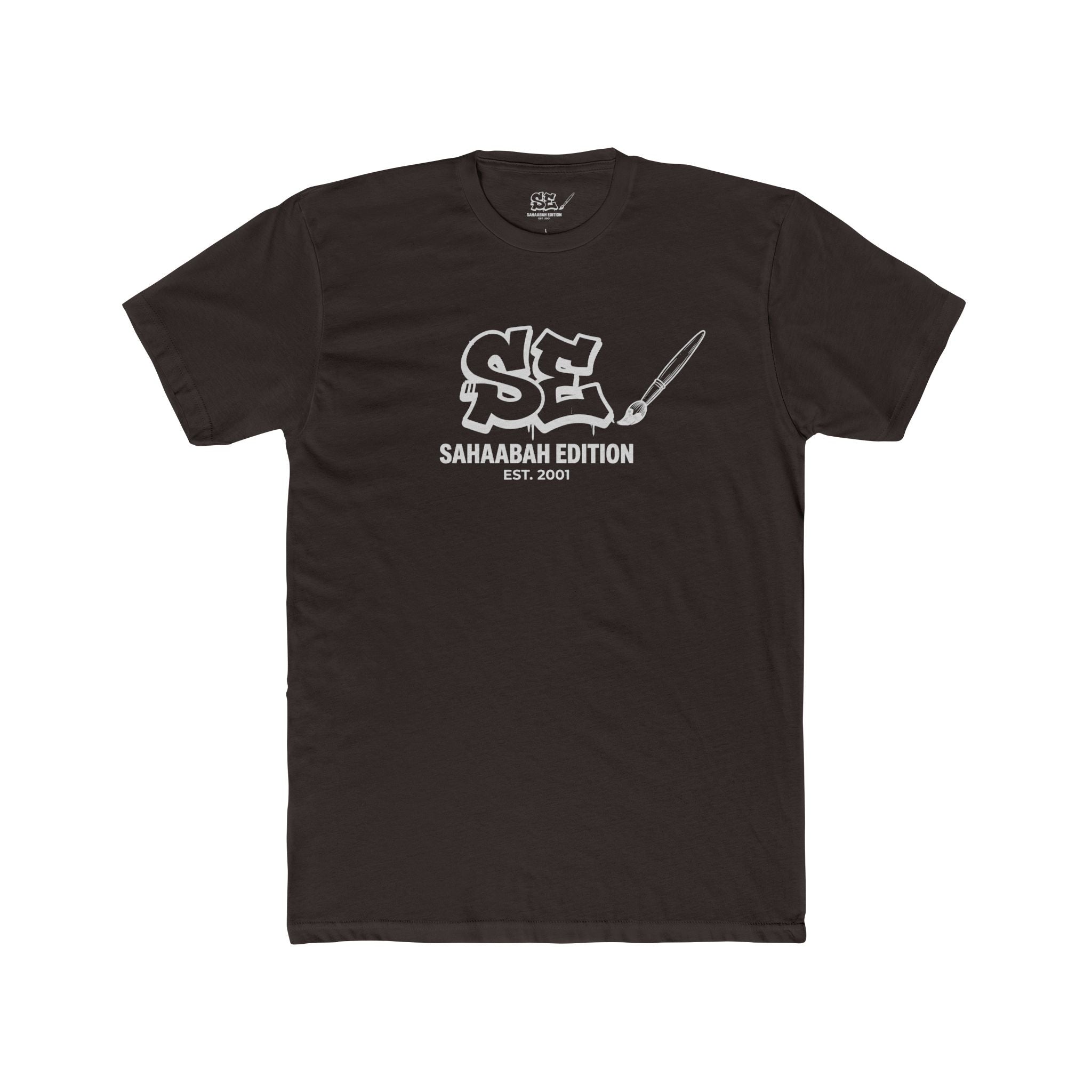 Sahaabah Retro Minimalist White Crew T‑Shirt
