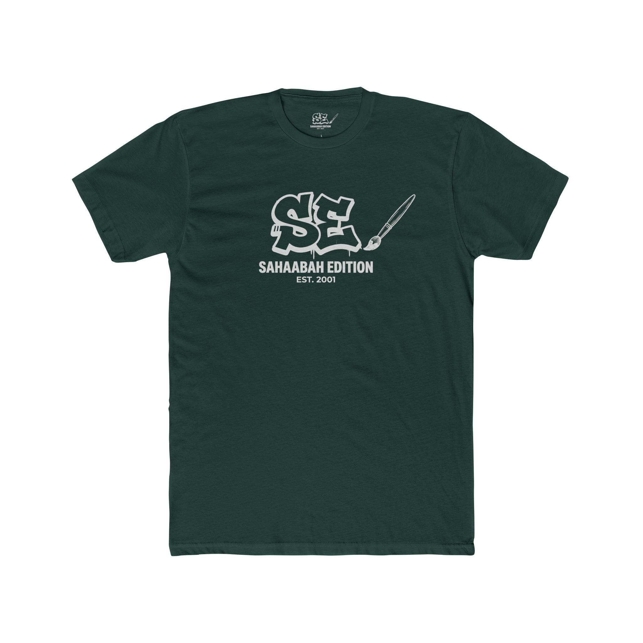 Sahaabah Retro Minimalist White Crew T‑Shirt