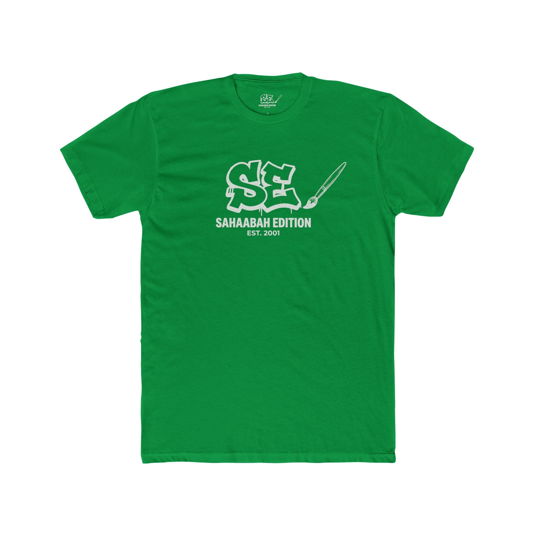 Sahaabah Retro Minimalist White Crew T‑Shirt