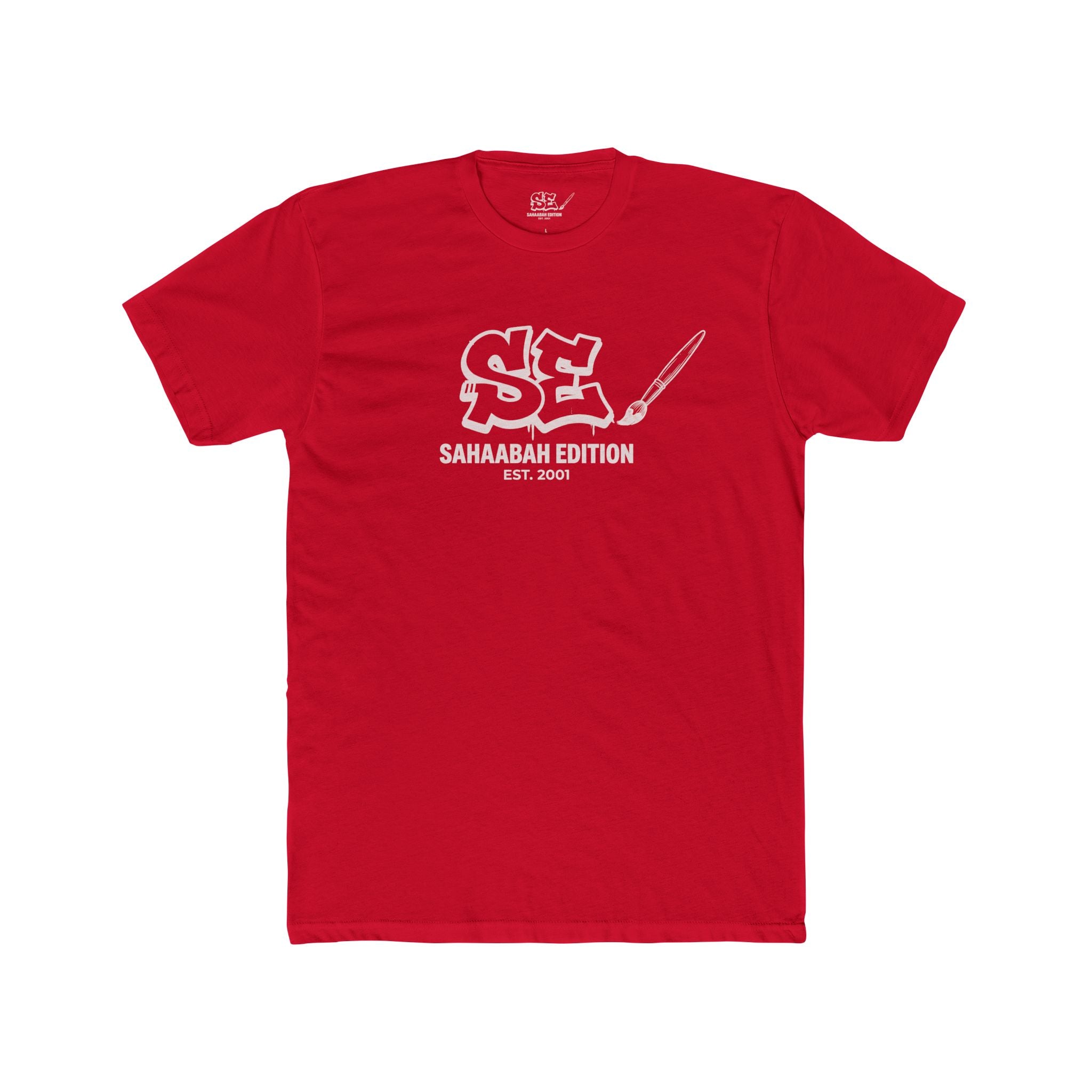 Sahaabah Retro Minimalist White Crew T‑Shirt