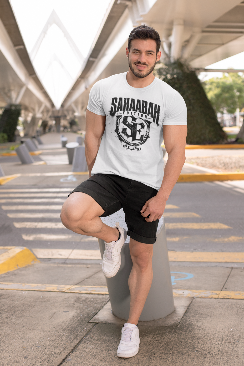 Sahaabah Shield T-Shirt — Vintage Crest Designer Tee